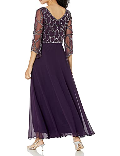 J Kara Women's Petite 3/4 Sleeve Geo Beaded Gown2