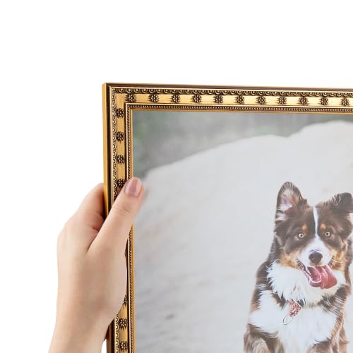 ArtToFrames 15x25 Inch Gold Picture Frame, This 0.7500 Inch Custom Poster Frame is Gold With Star - Comes with Acrylic and Corrugated Backing (2WOMD9329-15x25)