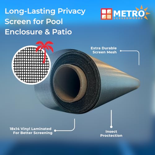 Florida Glass Privacy Screen for Pool Enclosure, Lanai - Vinyl-Laminated Fiberglass Mesh Pool Screen Roll – 36 in x 100 ft - Pool Cage Screening