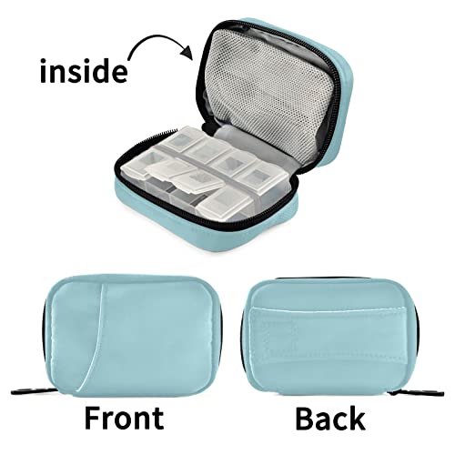 Image of Naanle Pill Box 7 Day Pill Case Travel Pill Organizer Bag with Zipper Portable Weekly Case Compact Size for Vitamin Supplement Holder, Solid Color Sky Blue