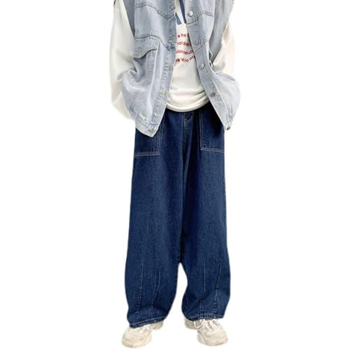 Baggy Jeans Men Washed Relaxed Fit Wide Leg Denim Pants Men Open Bottom Parachute Streetwear for Skater Jeans