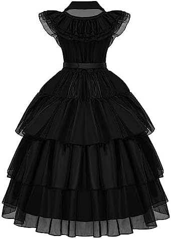 Wednesday Addams Dress Costume for Girls Princess Kids Addams Skirt Black Dress Halloween Cosplay 2 41UMKnQ7HQL. AC