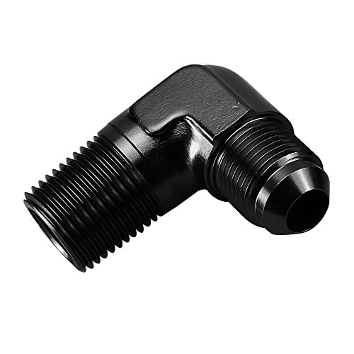 Ac Performance Black Aluminum 90 Degree Elbow -6 An An6 Male To 3/8" Npt Male Fitting Adaptor Connector #TOP5