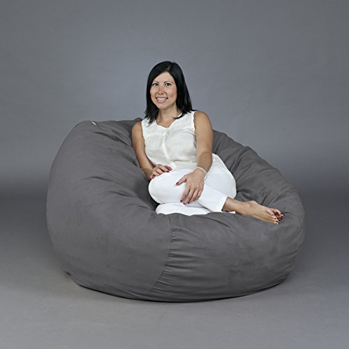 Fugu Bean Bag Chair, Premium Foam Filled 4 Xl, Protective Liner Plus Removable Machine Wash Grey Cover #TOP4