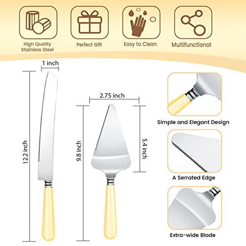Wedding Cake Knife And Server Set, Cake Cutting Set For Wedding With Stainless Steel Cake Cutter And Pie Server, Wedding Cake Cutting Set For Elegant Wedding Decor, Gift For Birthday, Events (Gold) #TOP1