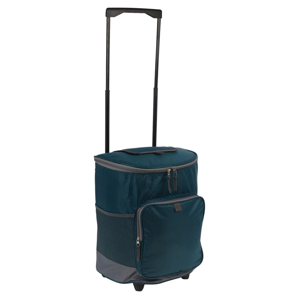 URBNLIVING Sac isotherme à roulettes de 28 L – Chariot à roulettes avec poignée extensible, imperméable et spacieux, poches avant et latérales –...