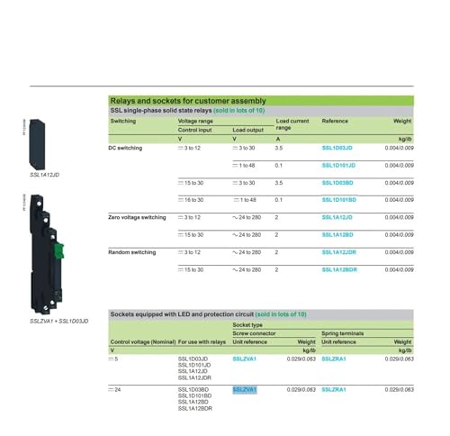 SSL1D03BD Relais statique commutation rapide et embase SSLZVA1