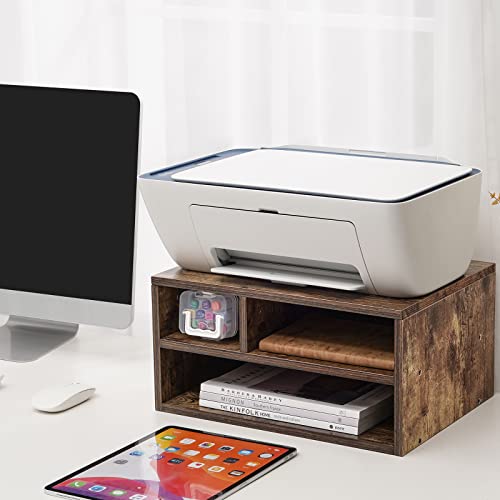 image for Giikin Rustic Printer Stand with 2 Tier Storage, Multifunctional Wood 