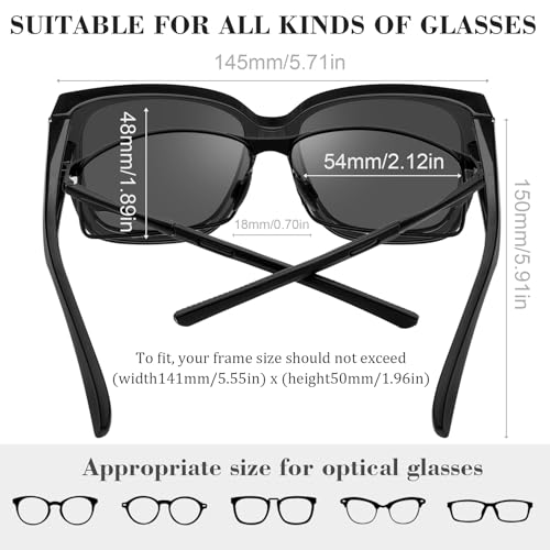 Over Glasses Women Polarized Fit Over Glasses Trendy Square Wrap Around Shades for Driving4