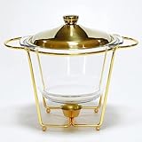 ZOCWJK Chafing Dish, 4 L Pan Chafer, Stainless Steel Chaf Dish Set with Glass Food Pan, Fuel Holders, for Buffet, Wedding,Catering Events(Gold