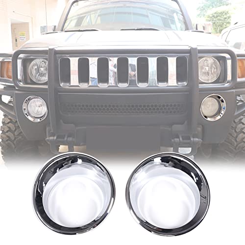 PIUGILH Front Bumper Driving Fog Light Lamp Ring Bezels Covers Fit for 2005-2009 Hummer H3,Front Fog Lamp Light Cover Trim Frame Car Accessories