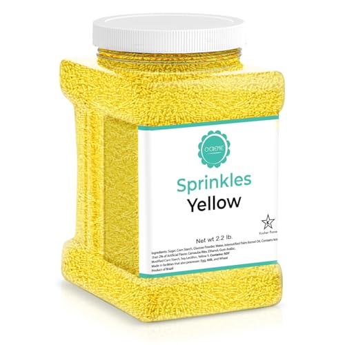 Image of O'Creme Yellow Sprinkles for Cake Decorating, 2.2 lb | Kosher Pastel Sprinkles for Cupcakes, Cookies, Cakes, Ice Cream