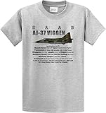 WarbirdShirts SAAB AJ 37 Viggen - Short Sleeve T-Shirt-Ash Gray-XLarge