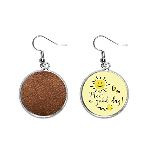 Boucles d'oreilles en cuir marron tournesol de taille Medium et attaches en métal