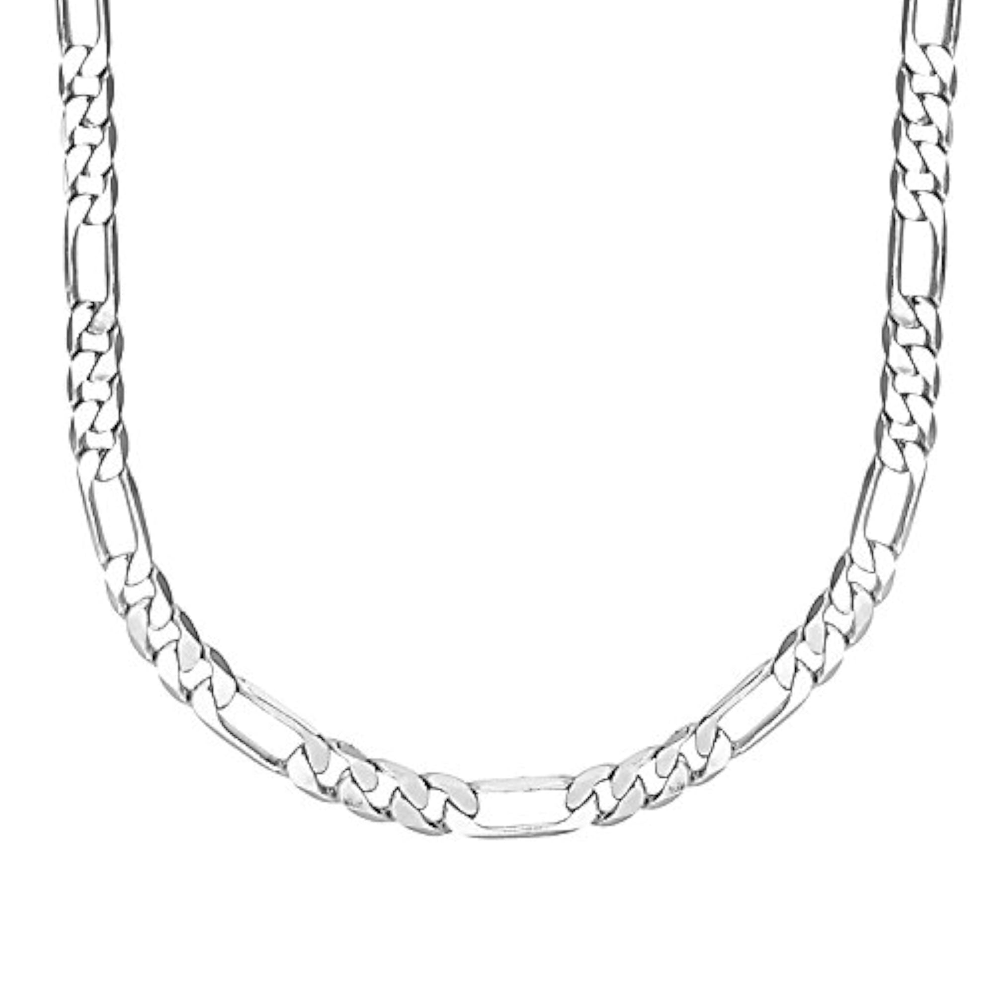 925 Silver Plated Figaro Link Necklace Combo