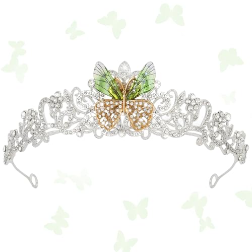 CIEHER Butterfly Headpiece Fairy Crown Green Butterfly Tiaras
