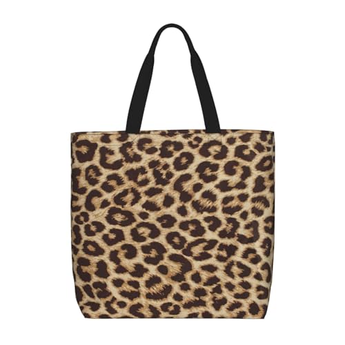 FBGHHTY Bolsa de hombro de gran capacidad con estampado de leopardo para mujer, reutilizable, ligera, para viajes diarios