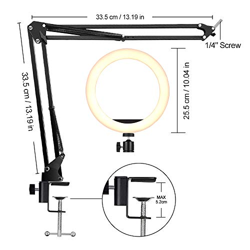 Led Video Conference Lighting Desktop Ring Light With Clamp Suspension Boom Scissor Arm Stand 3000-6000K Usb Studio Light Kit Forfor Video Conferencing, Zoom Meeting, Webcam Light, Live Stream #TOP1