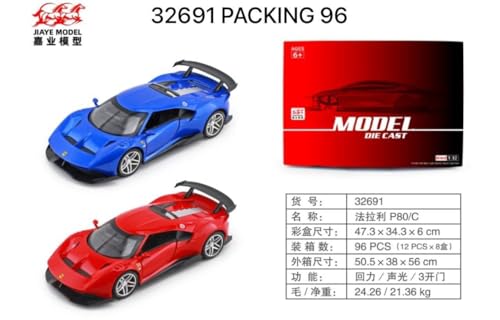 Image of 1:32 Ferrari Model P80C Scale Model Car - Exclusive Alloy Metal Pull Back Die Cast Car Toy with Openable Doors, Light & Music - Best Gifts for Kids【Colors as Per Stock】