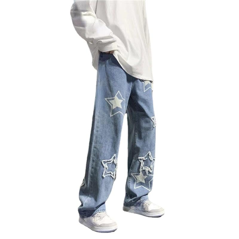 Vintage Jeans for Women Harajuku Y2K Star Baggy Jeans Gothic Straight Leg Jeans Causal Pants Hip Hop Streetwear
