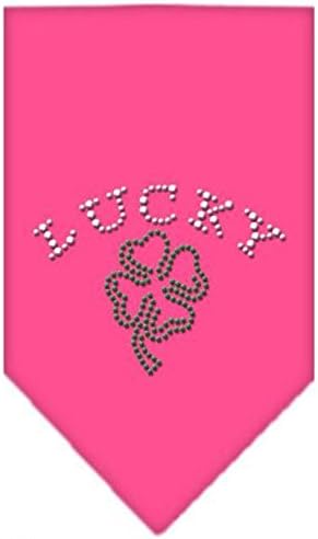 Mirage Pet Products Four Leaf Clover Rhinestone Bandana, Large, Bright Pink