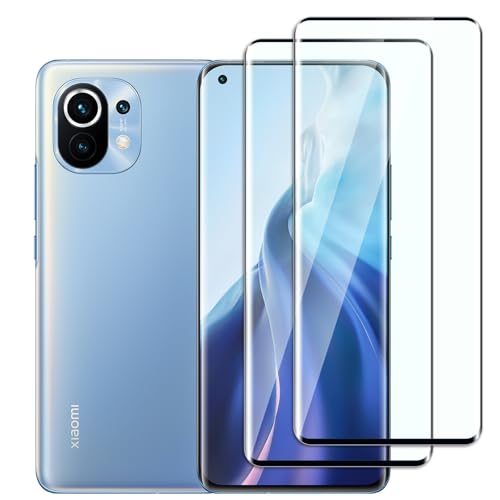 Dlxiks Protector de Pantalla para Xiaomi Mi 11, Cristal templado Antiarañazos,Dureza 9H, fácil instalación, Sin Burbujas, Antiarañazos, HD Transparente, 2 Unidades