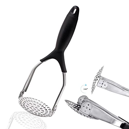 Feeton Potato Masher' Mashed Potatoes, Potato Masher, Stainless Steel Metal Potato Masher, Kitchen Cooking Gadget,Foldable Potato Masher, White, 26.8×9.2Cm, (A777) #TOP7