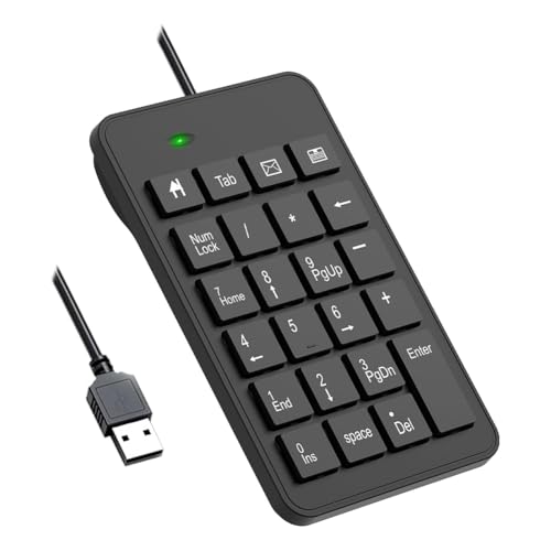 Asyduey Teclado Numérico con Cable, Teclado Numérico USB de 23 Teclas, Teclado de Contabilidad Financiera, Accesorios de Oficina para Computadora Portátil, PC, Computadora