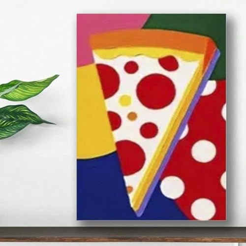 Affiche rétro pizza encadrée pour habiller un mur vide avec des couleurs vives