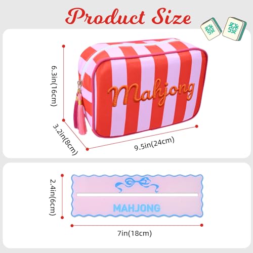 Bolsa para fichas de Mahjong con 4 cartas acrílicas miniatura 2