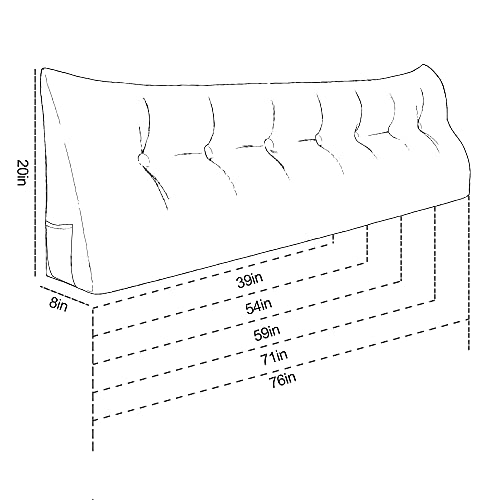 Wowmax Multifunctional Upholstered Headboard Pillow King, Button Tufted Headboard Pillows, Triangular Dorm Room Fabric Head Board Removable And Washable Linen Blend Yellow #TOP1
