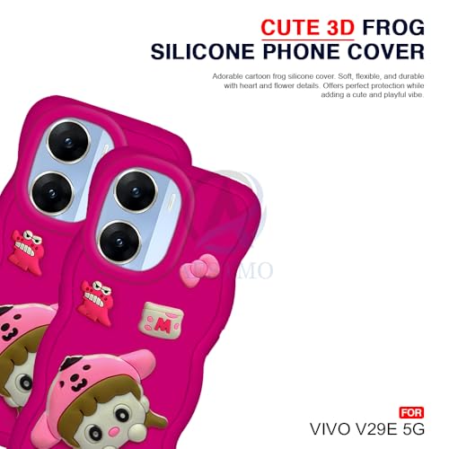 Image of AESTMO Back Case Cover for Vivo V29E 5G | 3D Cute Fun Cartoon Characters | Anti Slip Grip Cute Wave Curly Frame Shape | Full Body Protection Back Cover for Vivo V29E 5G (Pink)