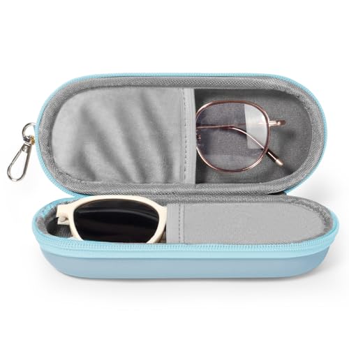 Image of Double Eyeglasses Case, Dual Glasses Sunglasses Organizer with Zipper Closure, Eyewear Storage Box for Men Women Travel
