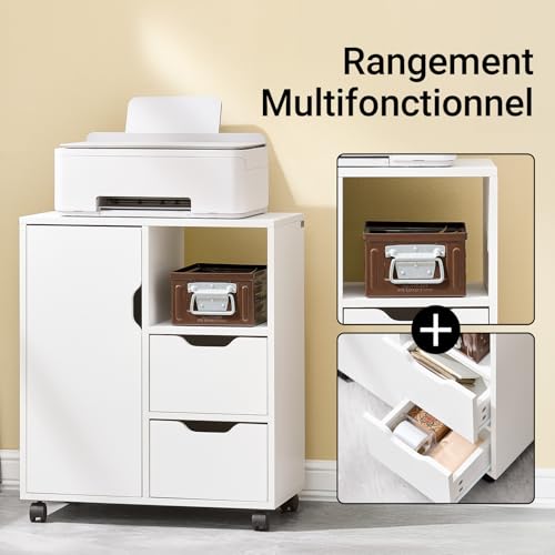 Meuble Imprimante Mobile 50kg avec Rangement, SoBuy