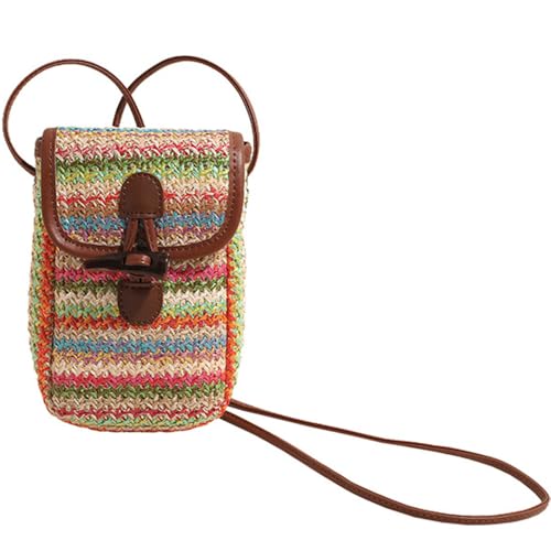 Straw Crossbody Cellphone Bag, Women Shoulder Bag Beach Purse for Summer Travel