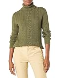 Amazon Essentials Women's Fisherman Cable Turtleneck Sweater (Available in Plus Size), Olive, Large