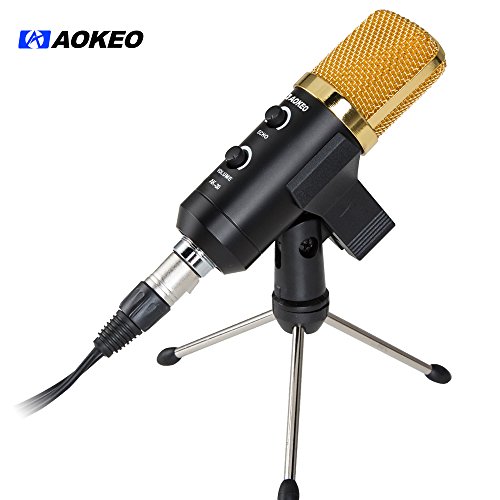 Aokeo AK-30 Professional USB Condenser Microphone with Butterfly Clip Holder, Desktop Tripod Stand