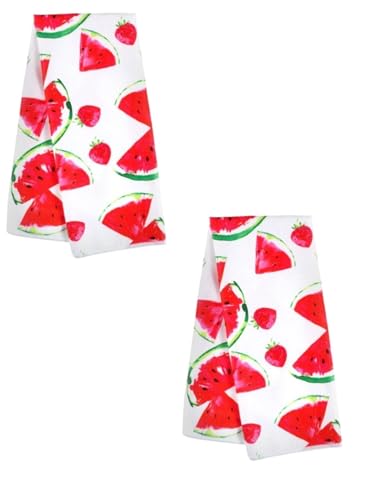 Generic SOL MAR Home Kitchen Towel Gift Set Watermelon and Strawberries Kitchen Towels Gifts for Friends, Women, Birthday, Special Thank You Gifts Bonus of Sewahse, Green Red