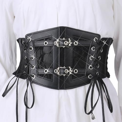 BODIY Black Corset Belt Leather Wide Waist Corset Vintage Waist Accessories for Women4