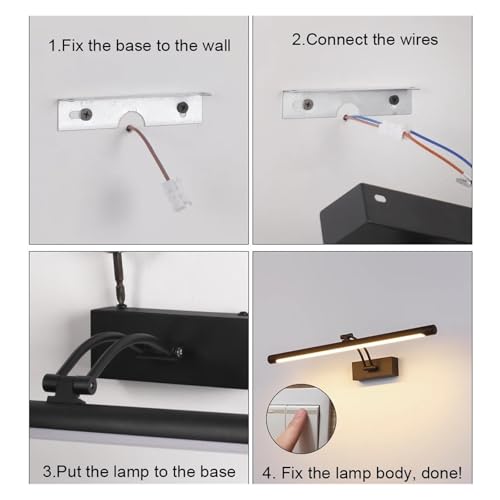 Aplique LED de pared para baño de 40 a 100 cm con cableado interno y 20W 4
