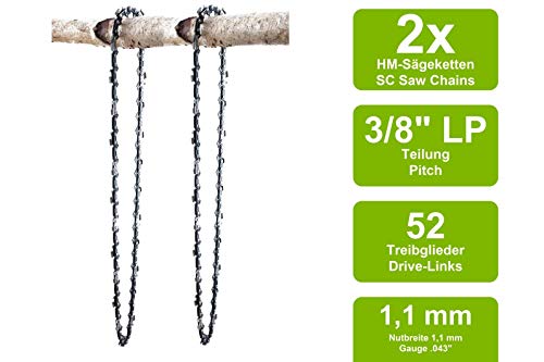 SECURA 2 Sägeketten + Schwert kompatibel mit Makita DUC353 Motorsäge mit 35cm 3/8LP 52TG 1,1mm – Bild 3