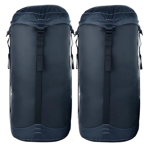 Litume 6L、8.5L、10L、13L コンプレッション スタッフバッグ 軽量 防?水 寝袋コンプレッションバッグ 引き紐付き キャンプ、ハイキング、旅行に適応、バックパッキング (黒 - XL / 13L x2)