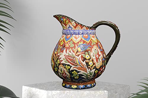 Ceramic Pitcher, EliPOT 9 inch wide neck Ceramic Pitcher, Turkish 9