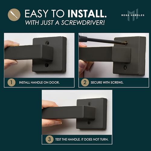 Mega Handles Glamor Dummy Lever, Door Handle Set for Closet or French Doors, Single Side Door Levers, Non-Turning, Fits All Standard Door Sizes, Screws Included - Matte Black (2 Pack) by Mega Handles - Image 2
