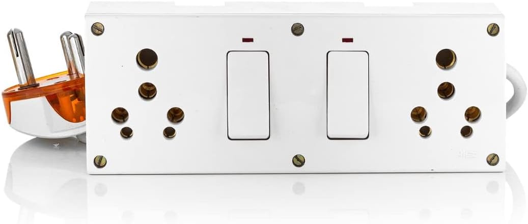 HI PLASST Electric Heavy Duty 16a Extension Board for Heavy appliances with 2-16a Switch & 2-16a/20a sockets,with Indicator and Heavy Duty 1.5Sqmm Wire for Load Upto 2200w (Alx-16a-2+2-1.5sqmm-2m)