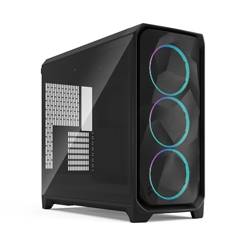 Fractal Design Meshify 3 XL Black RGB Tempered Glass Light Tint - Mesh Front Panel - Three ARGB...