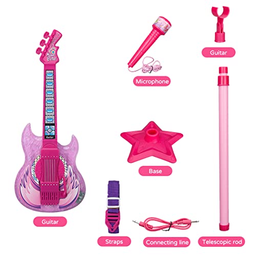 image for TAKIHON Guitar and Microphone Set for Kids,Guitar Toys with Music&Colo