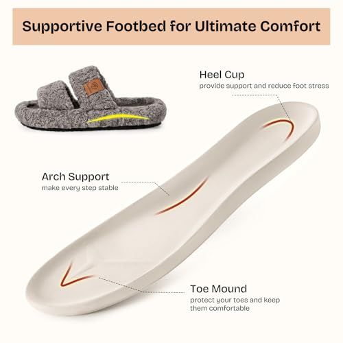 EverFoams Womens Fuzzy Open-toe Slippers Soft Comfy Memory Foam Indoor House Shoes3