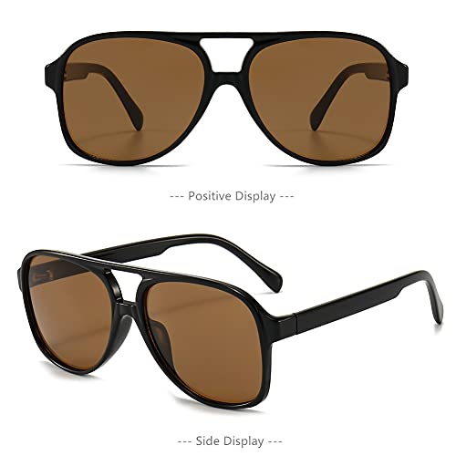 Image of LASPOR Polarized Aviator Sunglasses for Women Men 70s Vintage Retro Glasses Large Frame Plastic Shades UV400