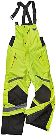 Insulated Thermal Bib Overalls, High Visibility, Weather-Resistant, Medium, Ergodyne GloWear 8928 , Lime